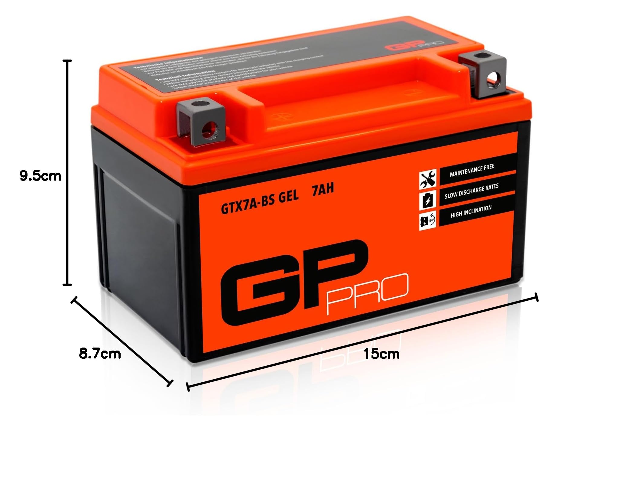 GP-PRO GTX7A-BS 12V 7Ah GEL akumulator rozruchowy (podobny do YTX7A-BS / 50615) (bezobsługowy/uszczelniony) akumulator motocyklowy