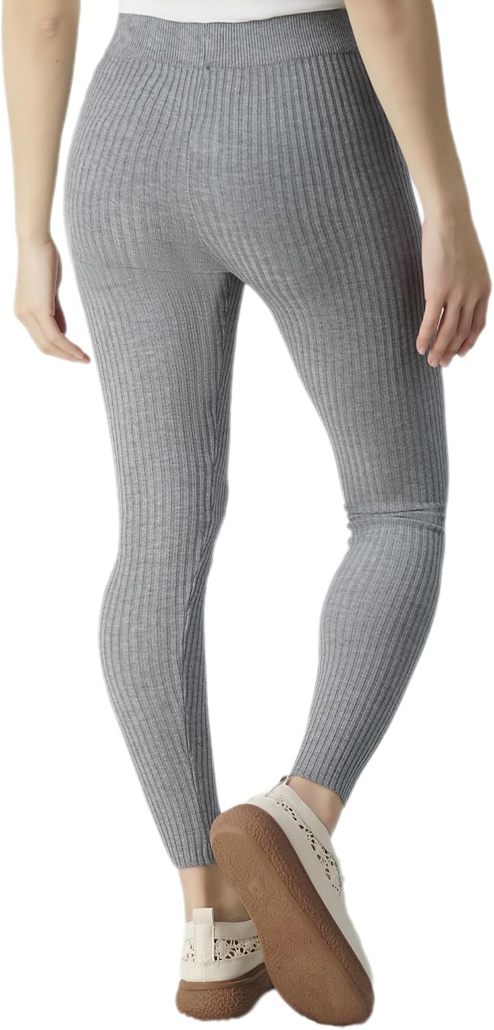 LX7 Ribbed Knit Leggings for Girls, High Elasticity Winter Thermal Tights, Slim Fit Sweater Pants in Black, White, Gray