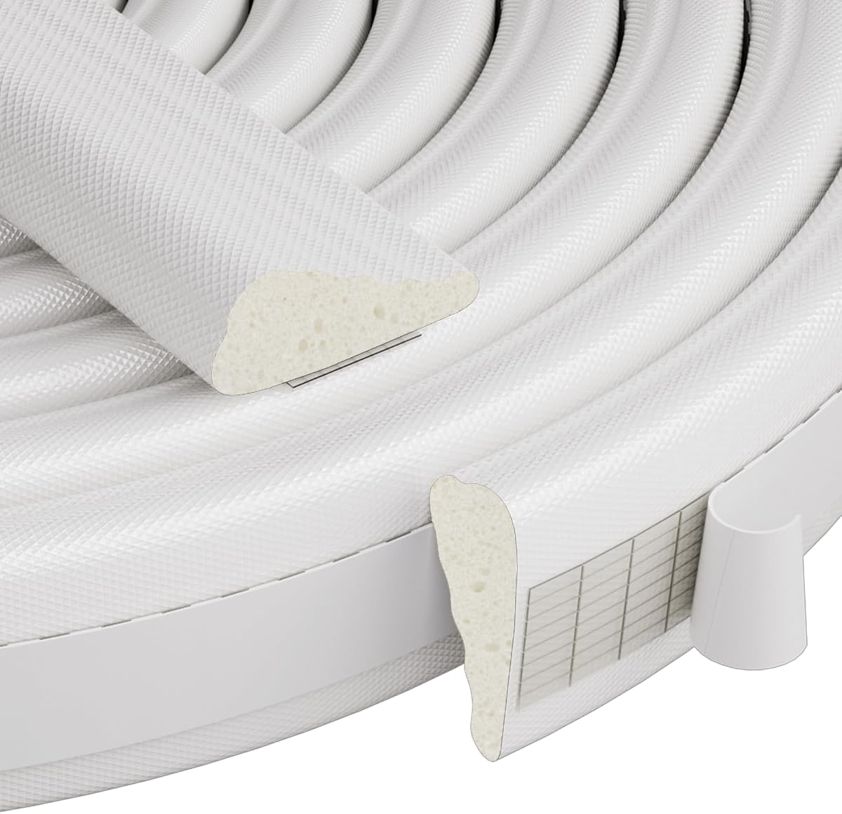 118" White Wedge Weather Stripping Door Seal, Foam Door Gap Seal | Noise & Draft Blocking, Windows & Doors Winter Insulation, Door Frame Soundproofing, Self Adhesive Weatherstrip Tape