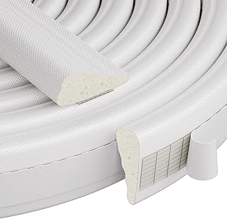 118 Inch Wedge-Shape Weather Stripping Door Seal,Windows and Doors Insulation,Self Adhesive Insulation Foam Anti-Collision Strip,Weatherstrip Tape for Door Soundproofing,Noise Drafts Blocker,White
