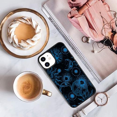 Miniatura 6 de MKCVLKYON Funda retro para iPhone 14 Pro Max para niñas y mujeres diseño de sol y luna TPU suave parte trasera dura a prueba de golpes antiarañazos