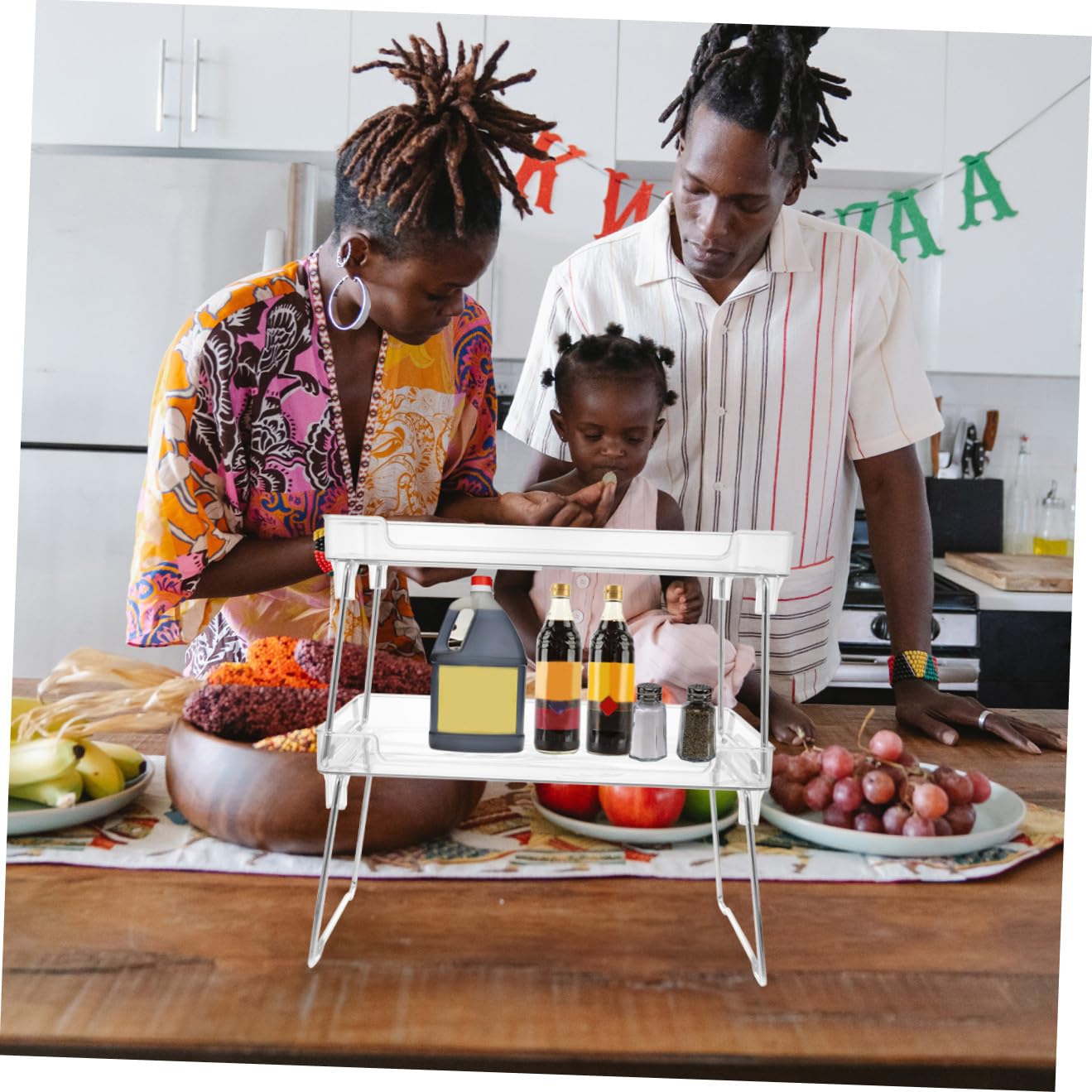Étagère de Rangement Cuisine Pliable en Acier Inoxydable Acrylique