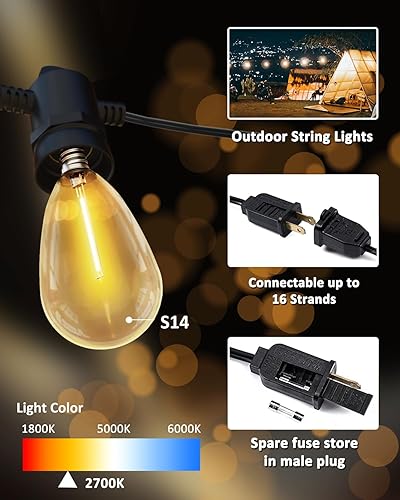 Miniatura 3 de Tira de luces solares para exteriores, cadena LED de 100 pies con energía solar, resistente al agua e inastillable, luces colgantes solares para