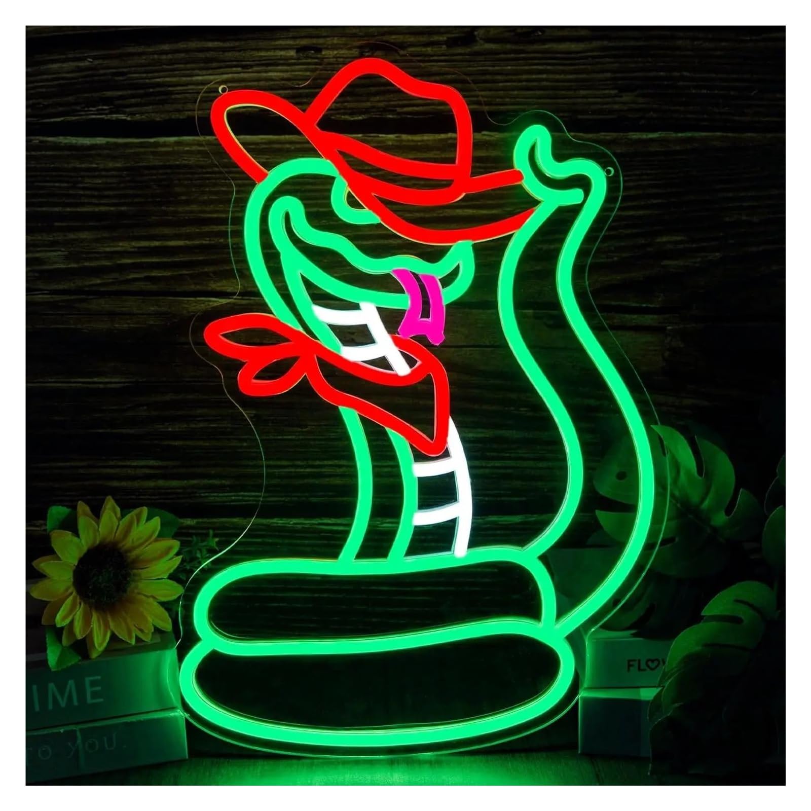 Insegna al Neon Cowboy Snake Insegna Al Neon Divertimento Con Cappelli Luce Dimmerabile Per La Stanza Dei Bambini Bar Gaming Camera Da Letto Decorazione 38cmx27.4cm