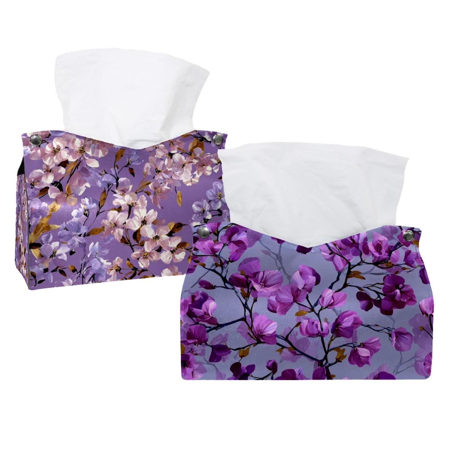 Boîte à mouchoirs en cuir lilas pour cacher les cartons