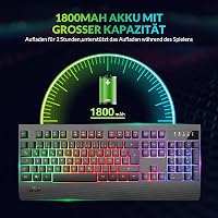 Rii RK204 Vezeték Nélküli Gamer Billentyűzet RGB Háttérvilágítással - QWERTZ Kiosztás, 1800 mA Akkumulátor, 9m Hatótáv, PC/Laptop/Smart TV K 3