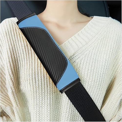2 fundas para cinturón de seguridad de automóvil, almohadillas de cuero de fibra de carbono suave para correa de hombro, almohadilla de arnés