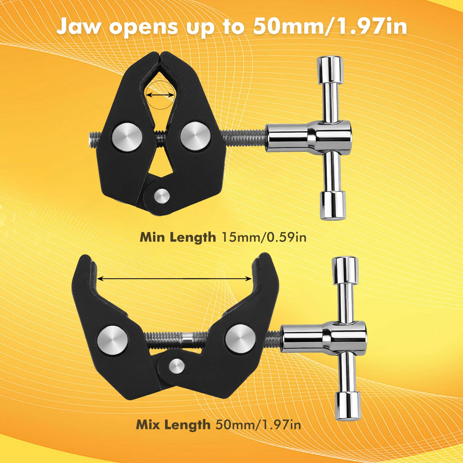 2 Pezzi Super Clamp, Morsa Supporto Cavalletto, Super Clamp con Filettatura 1/4, Supporto Fotocamera, Scrivania Parete Pannello Clip per Fotocamere, Luci, Ombrelli, Ganci, Mensole