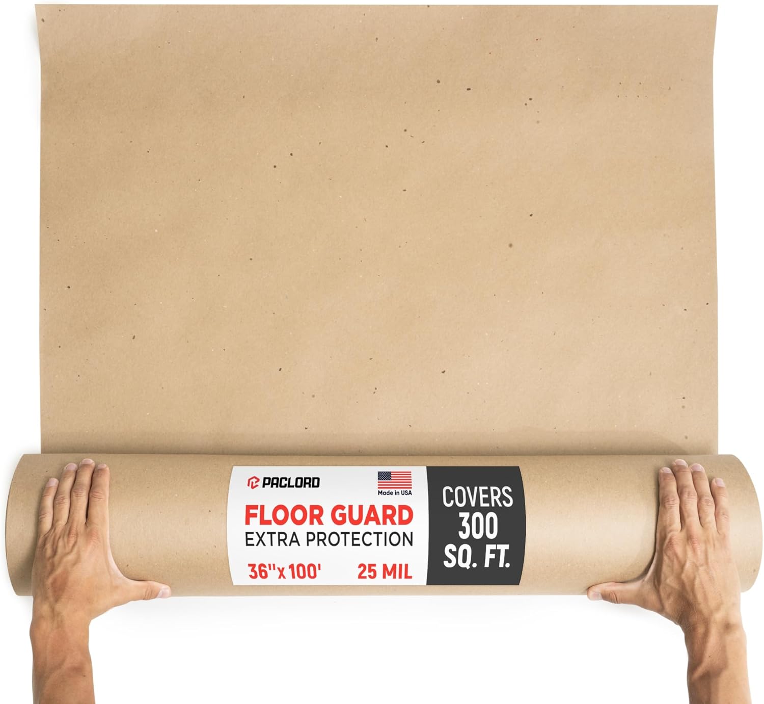 Floor Protection Paper 36” x 100’ Floor Protector Cover Roll, 25 Mil Extra Heavy-Duty Surface Protection Film, 300 Sq Ft, 3.5X Stronger Than Builder’s Paper for Construction, Remodeling & Painting