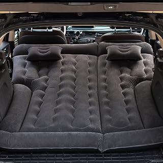 SIGOEC Colchón Coche Hinchable Cama Inflable Coche para VW Caddy Tejido Flocado Fácil de Limpiar y Llevar con Bomba de Aire y 2 Almohadas(Color:Negro)