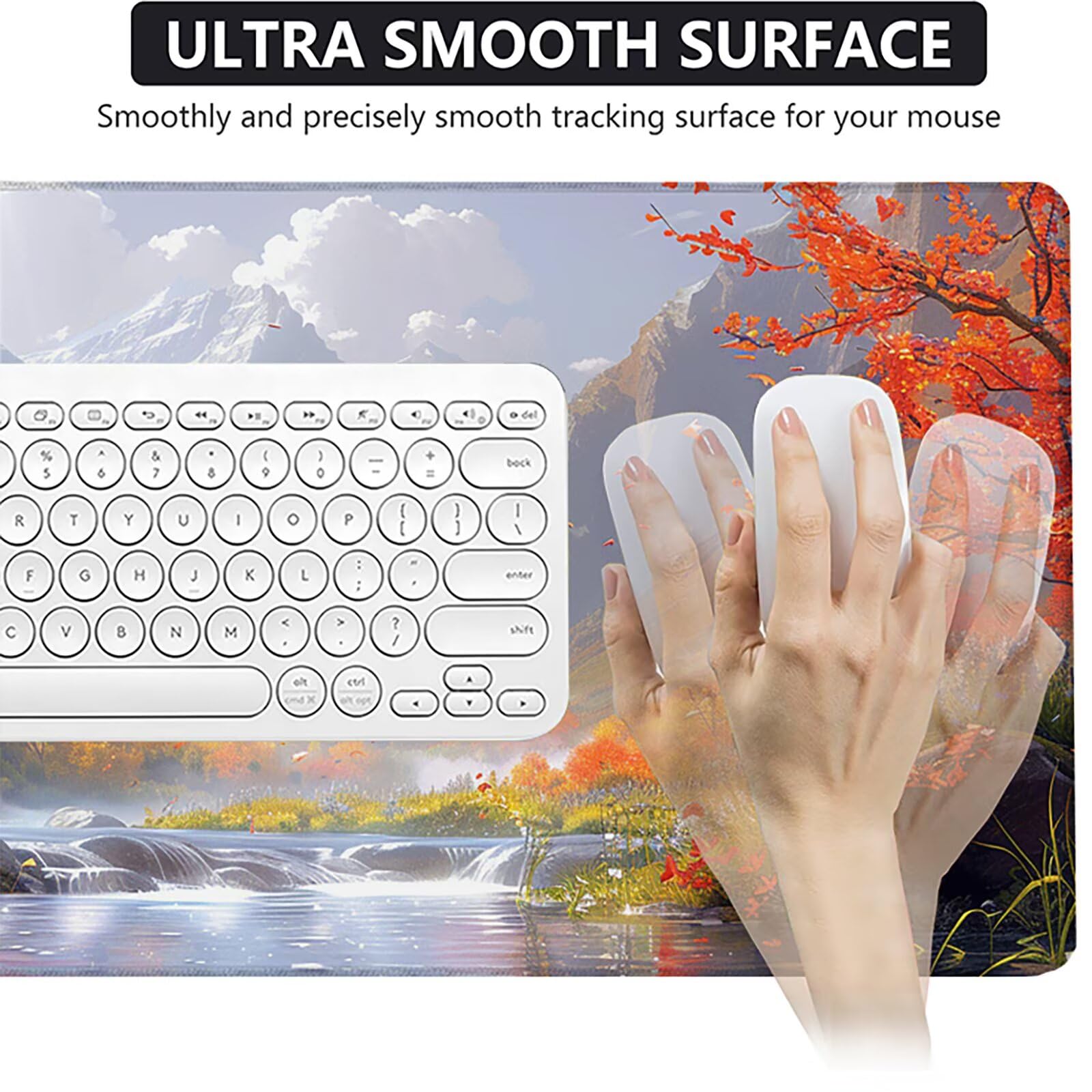 Paisaje Alfombrilla Ratón Gaming XXL 1500x800x3mm, Alfombrilla Gaming Verde Mousepad con Base de Goma Antideslizante Impermeable Desk Mat para Teclado y Raton Accesorios Gaming, Regalos de Hombre I-8