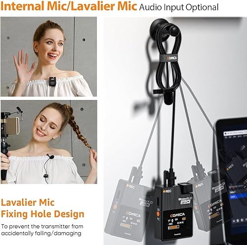 Miniatura 4 de comica BoomX-D PRO - Sistema de micrófono inalámbrico Lavalier con almacenamiento de 16 GB, cancelación de ruido, pista de audio de seguridad,