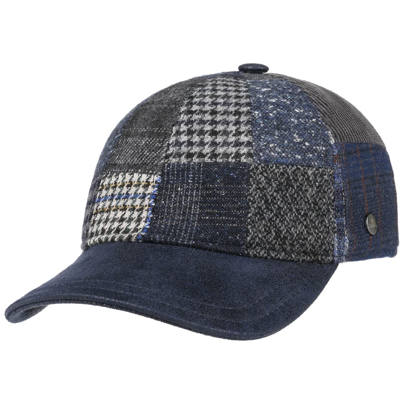 Lierys Classic Patchwork Wool Cap Men Blue 6 7/8-7 1/8