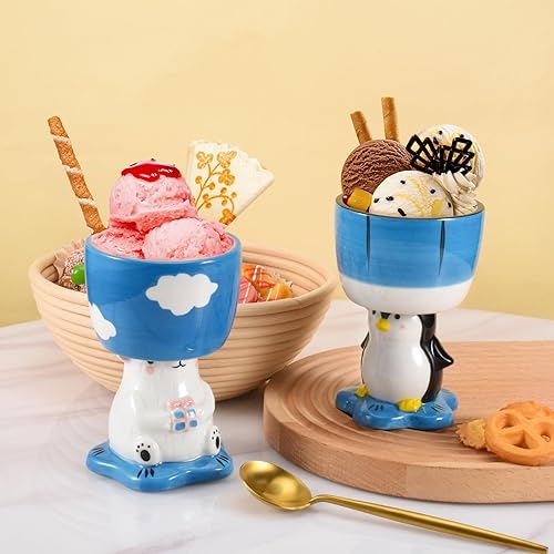 Miniatura 3 de Koythin Tazas de helado, cuenco de pingüino, cuencos de yogur congelado de postre para decoración de fiesta de cumpleaños, platos de recuerdos