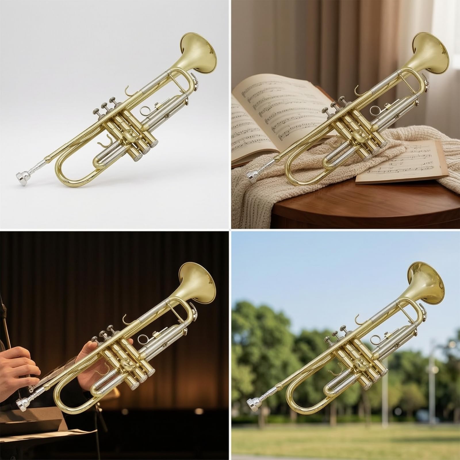 Tromba in Sib Tromba in Ottone Strumento a Fiato Bocchino con Custodia Tubo in Ottone Leggera E Maneggevole con Accessori Inclusi Adatta per Principianti Orchestrale Concerto Casa
