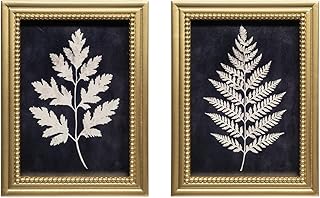 Gatheroad Gold Framed Wall Art Set of 2 - Vintage Botanical Fern Prints,...