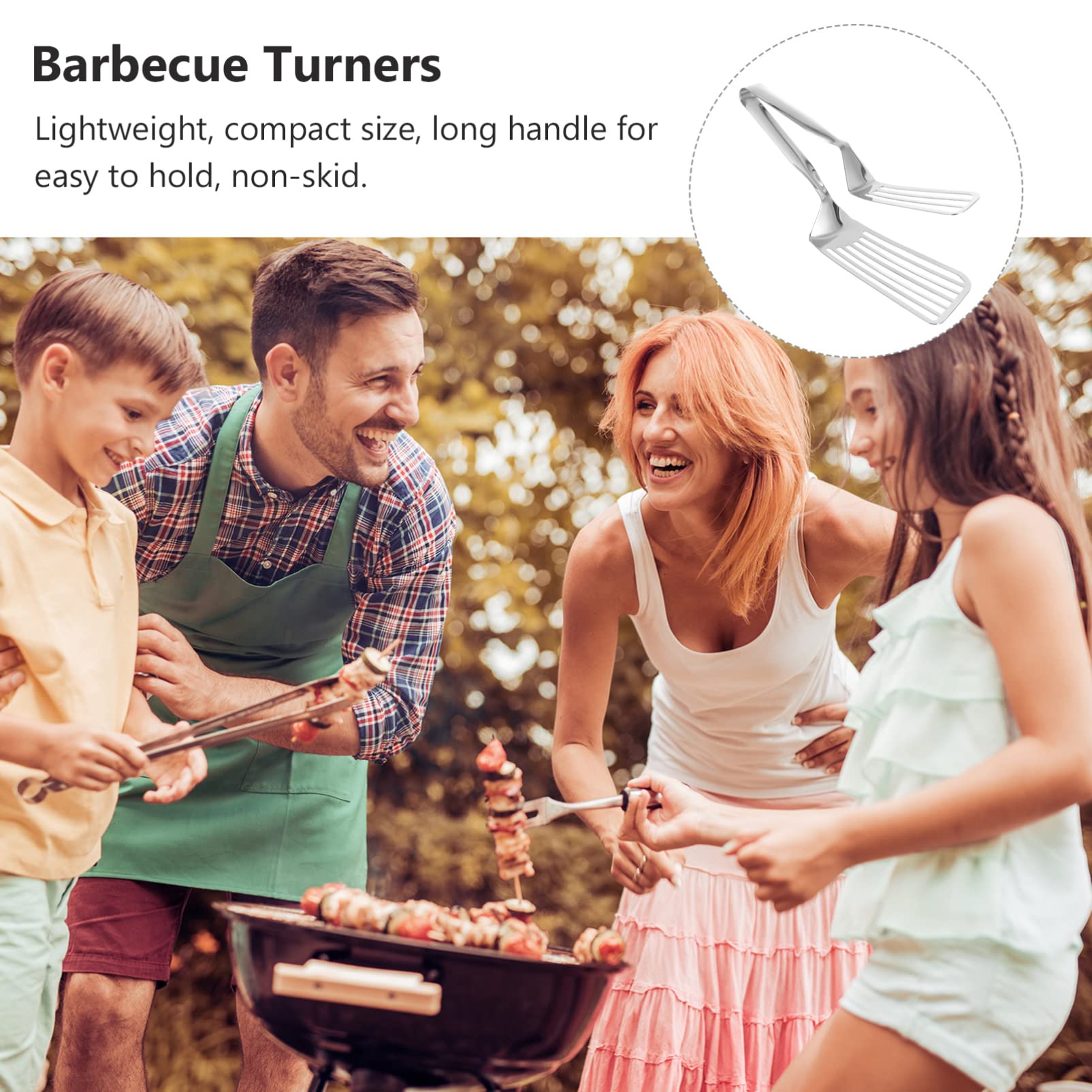 Cabilock Outdoor Stainless Steel Barbecue Tongs Non Stick Food Turner with Heat Insulating Handle Versatile Grilling Tool for Steak Fish and Eggs Easy to Clean and Store