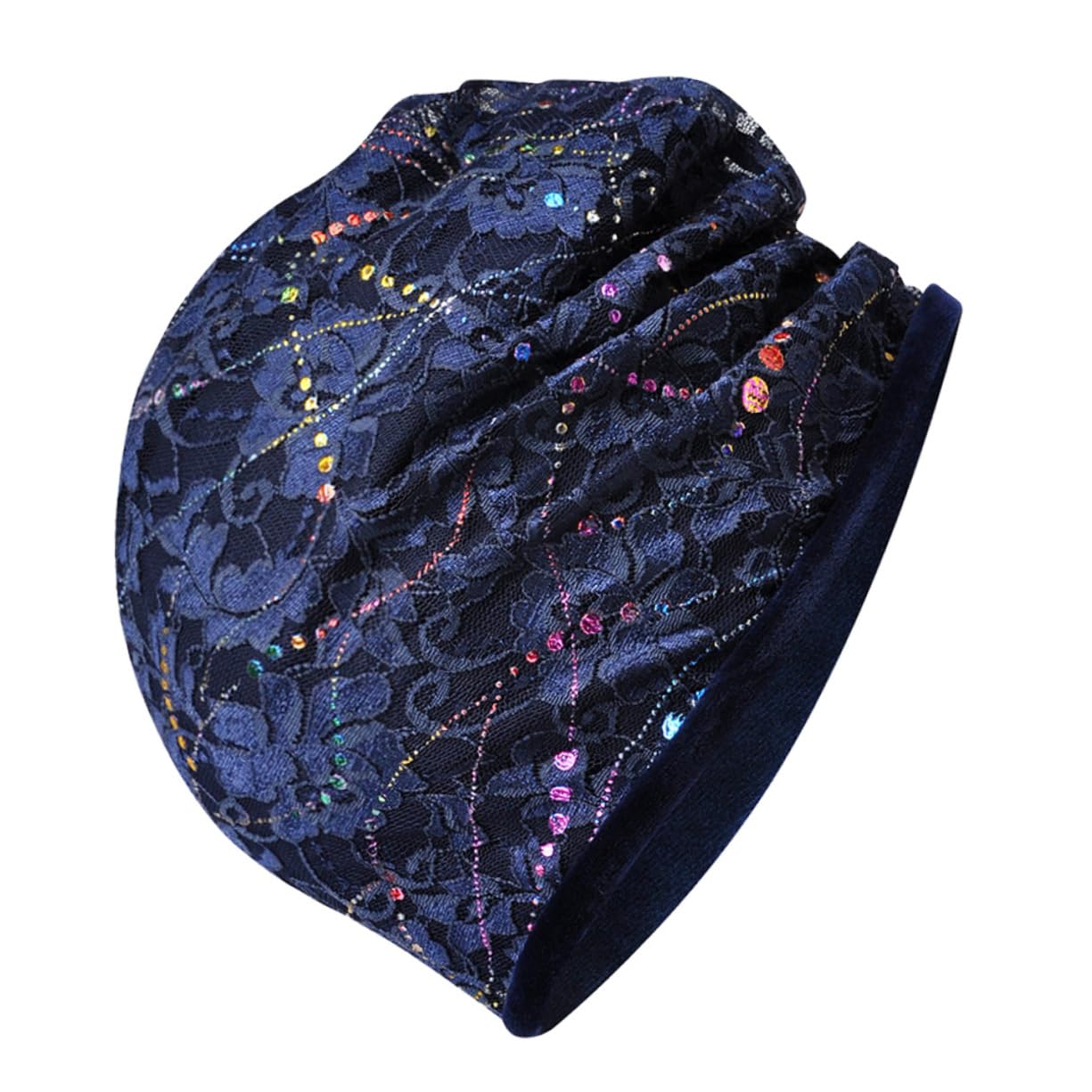 2piezas Turbante De Encaje Transpirable Para Mujer Gorro Flexibles y Práctico Para Uso Diario Sombrero De Moda Diseño Hollow Color Azul