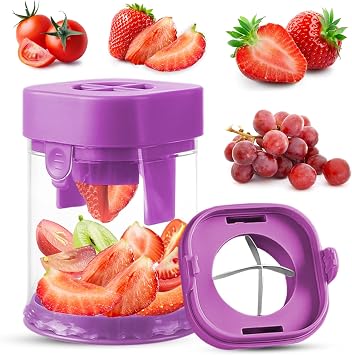 Small Fruit Cutter, Creative Strawberry & Grape Slicer, Quickly Making Fruit Vegetable Salad Purple