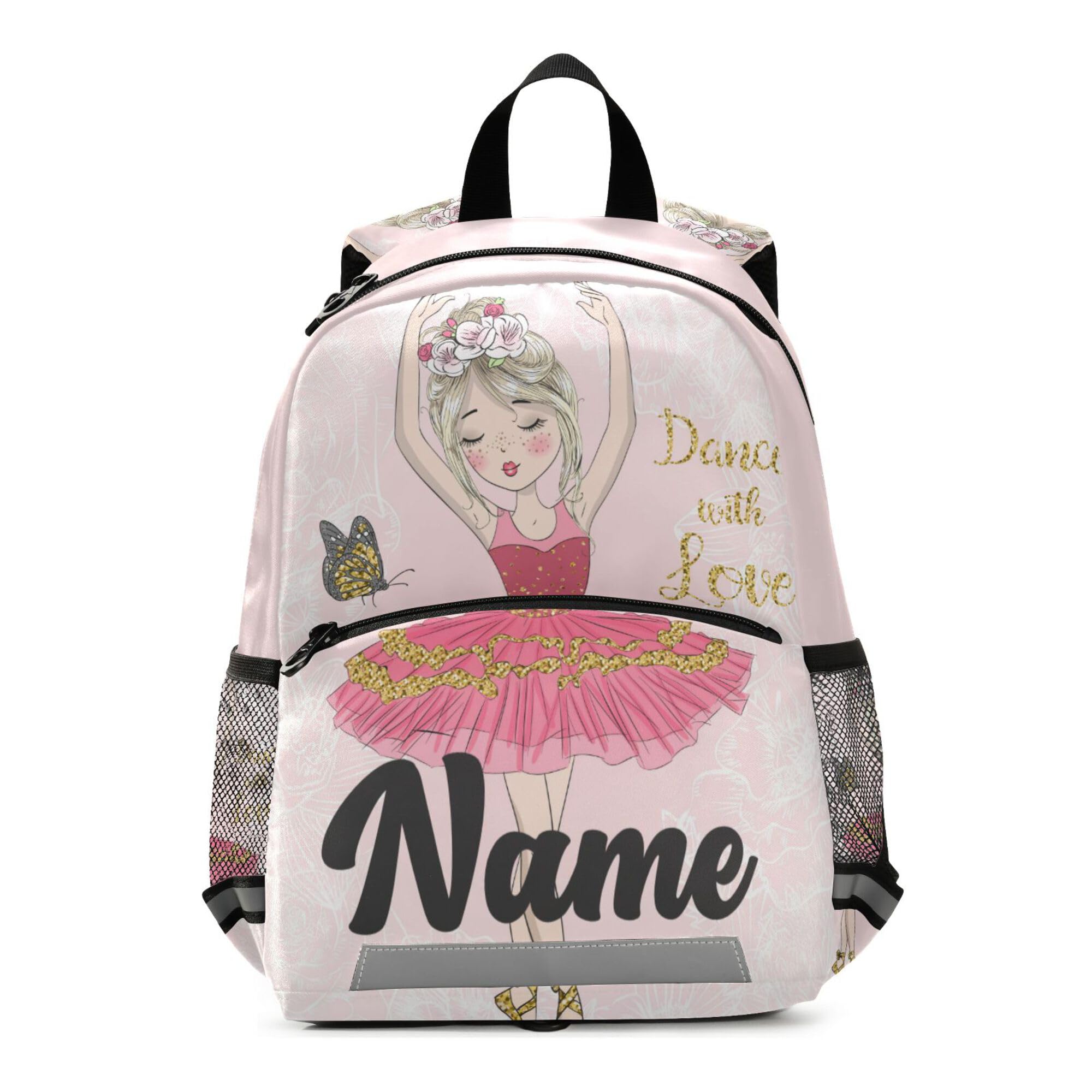 Fisyme Butterfly Cute Ballerina Girl Custom Backpack Schoolbag Kids Daypack Toddler Travel School Bag Small Backpacks for Kindergarten Preschool