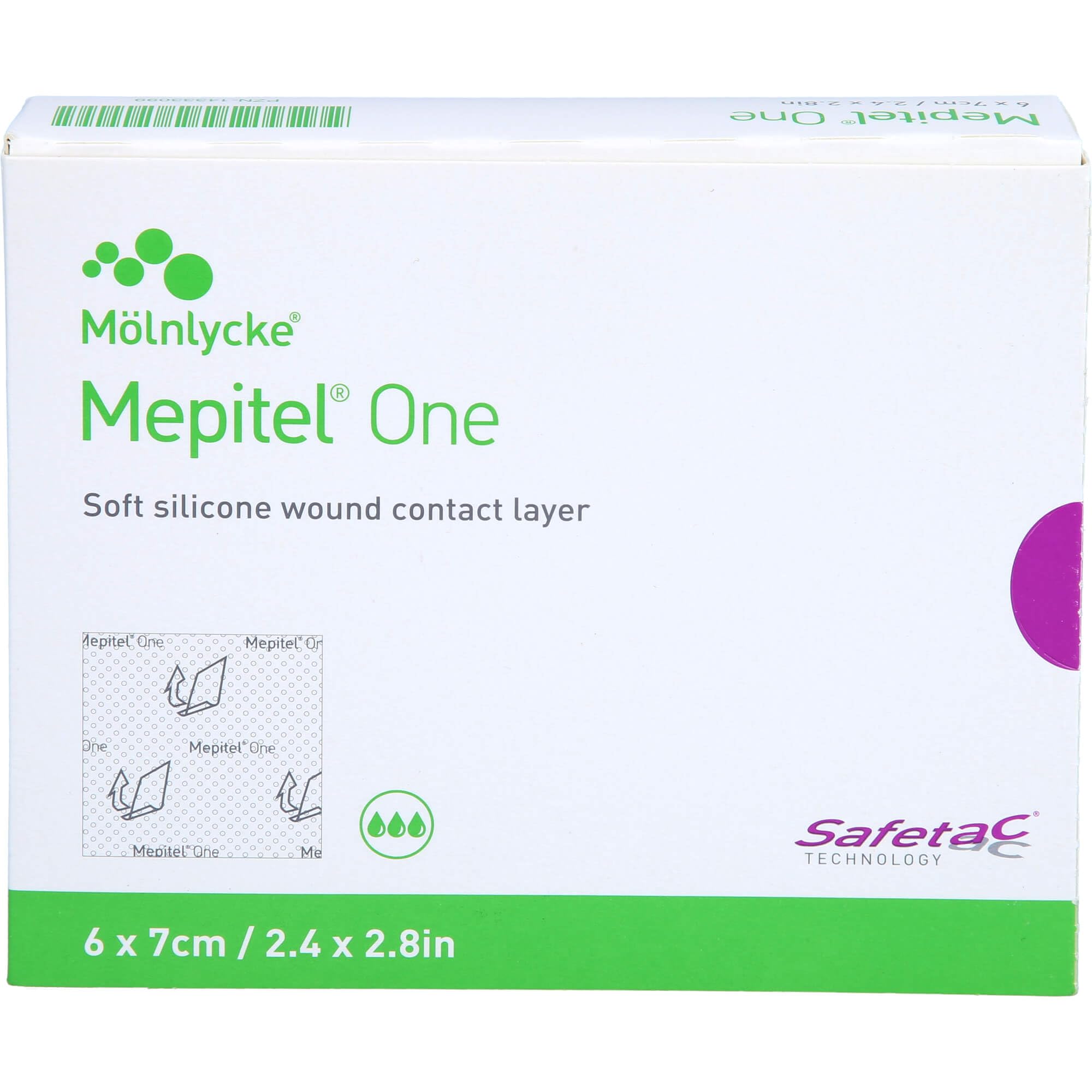 Mepitel One Safetac Wound Dressing 6cm x 7cm x 5