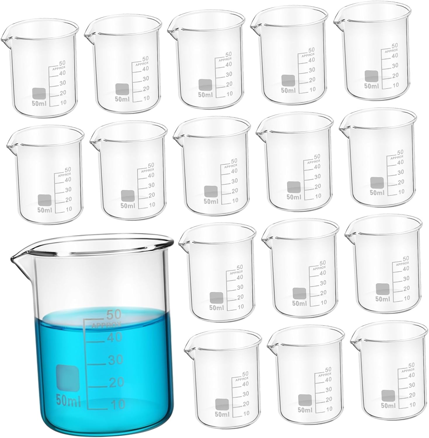 20pcs Accurate Graduated Beakers Laboratory Glassware Heat-resistant Drink Beakers Science Experiment Cups Volumetric Flask