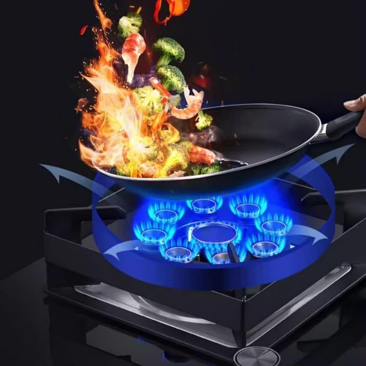 5.2KW 1-Burner Gas Stove, Camping Cooker with Auto Ignition, Kitchen Counter Top, Tempered Glass Cast Iron Pot Rack, Flameout Protection(LPG)(LPG)