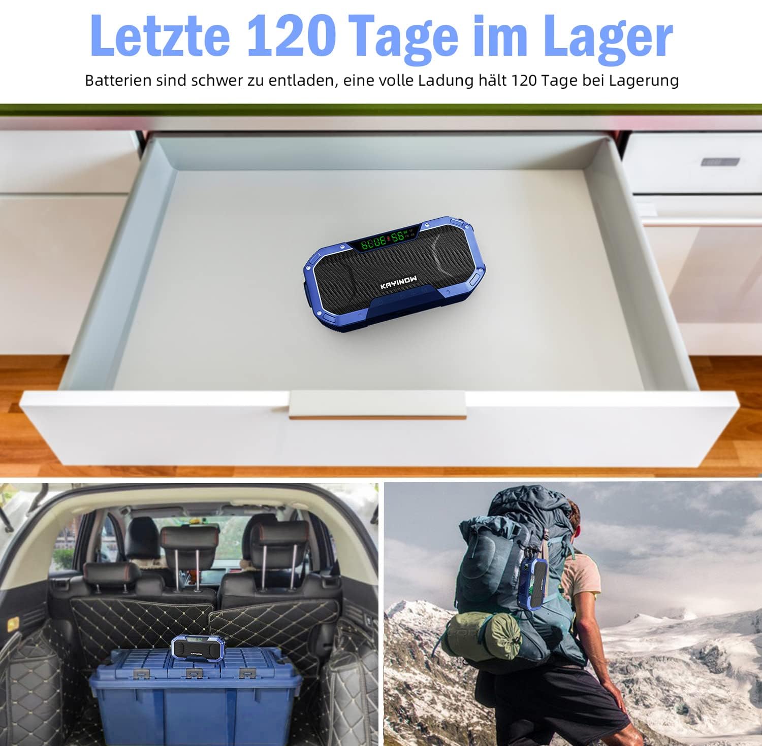 KAYINOW Dynamo Solar Survival Radio - Głośnik Bluetooth, wodoodporne przenośne radio AM FM, 5000 mAh, akumulator, korba akumulatorowa, wielofunkcyjne radio awaryjne, kemping, SOS, latarka