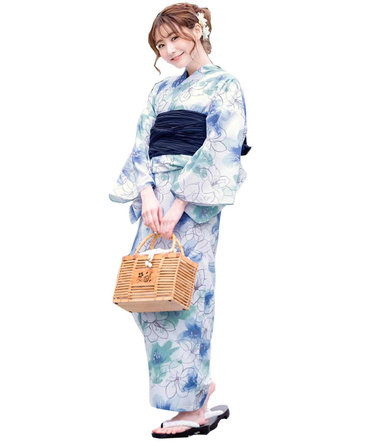Floral Modern Yukata 2-Piece Set with Heko Obi