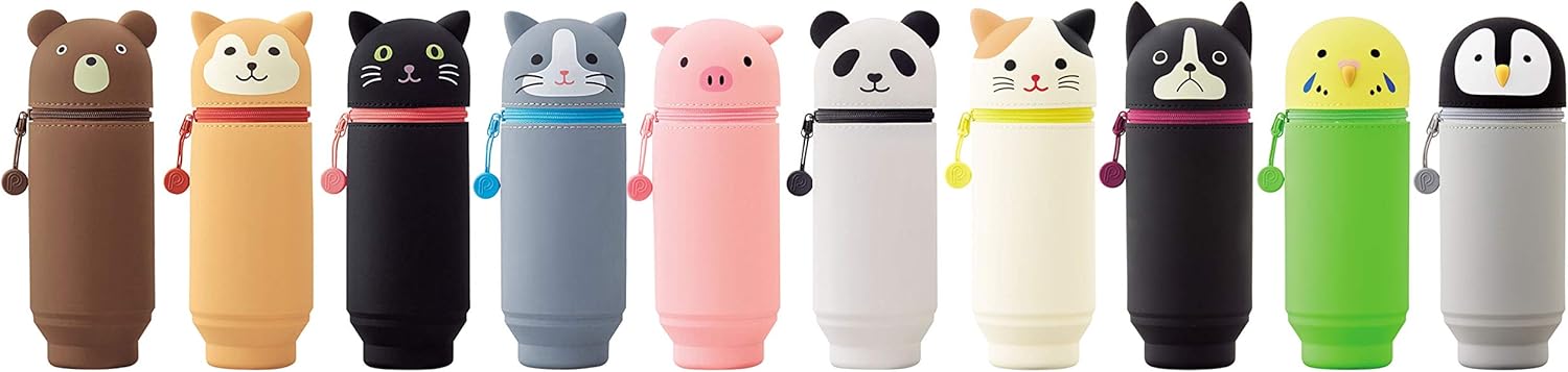 LIHITLAB Kawaii Japanese Panda Large Stand Up Pencil Case For School Office College, Cute School Supplies, Animal Pen Holder Pencil Pouch Holder Girls, Artist Pencil Case, Panda (A7714-6)