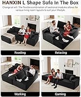 Vista 3 de Sofá seccional Cloud de 105 pulgadas, moderno sofá modular con asiento profundo, sofás de pana sin hueso con diván en forma de L para sala de estar