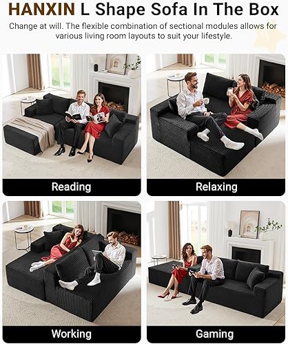 Miniatura 3 de Sofá seccional Cloud de 105 pulgadas, moderno sofá modular con asiento profundo, sofás de pana sin hueso con diván en forma de L para sala de estar