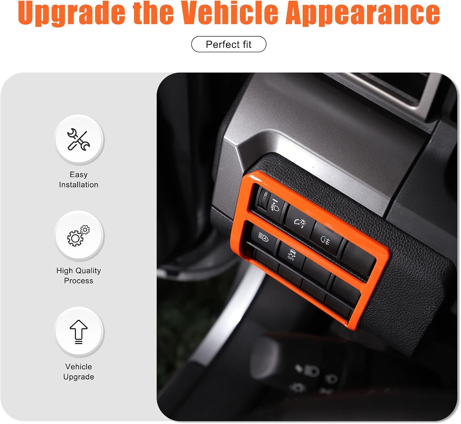 TOYCIDFG Dashboard Button Panel Frame Cover Trim Compatible with Toyota Tacoma 2024 2025 2026, Car Interior Decoration Accessories (Orange)