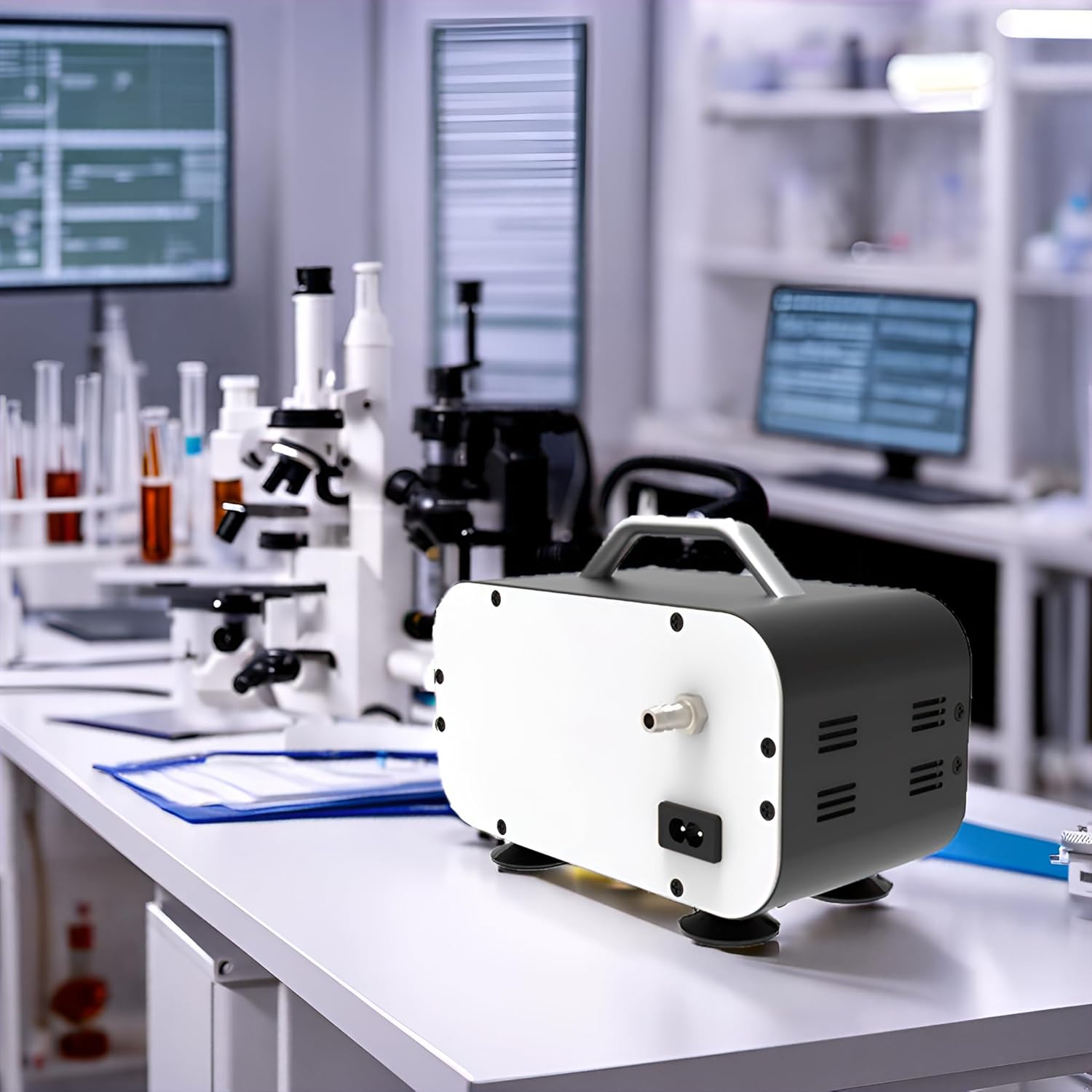 ATO Laboratory Vacuum Pump, Portable Oil Free Diaphragm Vacuum Pump,10L/min,110V-220V Quiet and Easy Operation, Oilless Diaphragm Vacuum Filtration