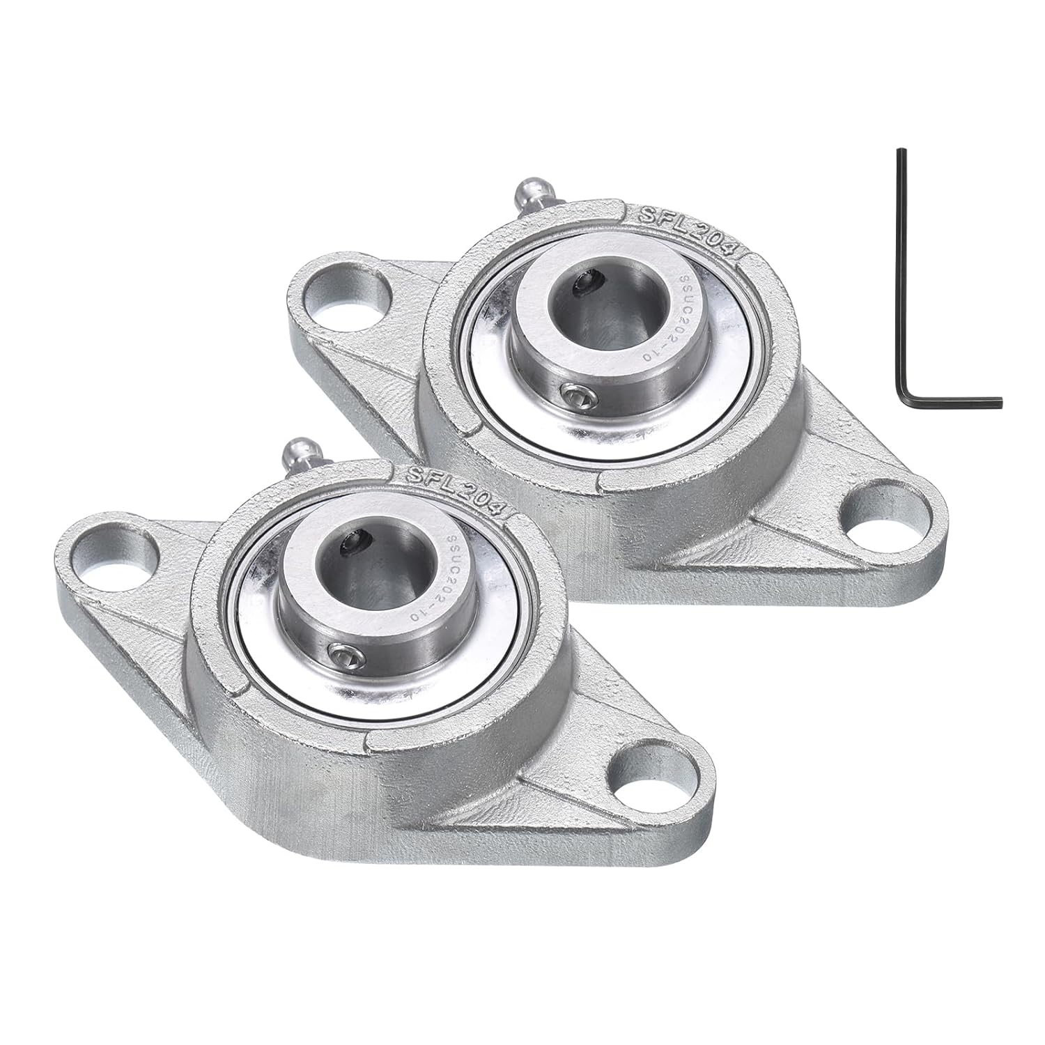 uxcell 2 Pcs SUCFL205-16 Pillow Block Bearings 1 inch Bore Self Alignment, Stainless Steel Base Mounted Chrome Steel Bearings