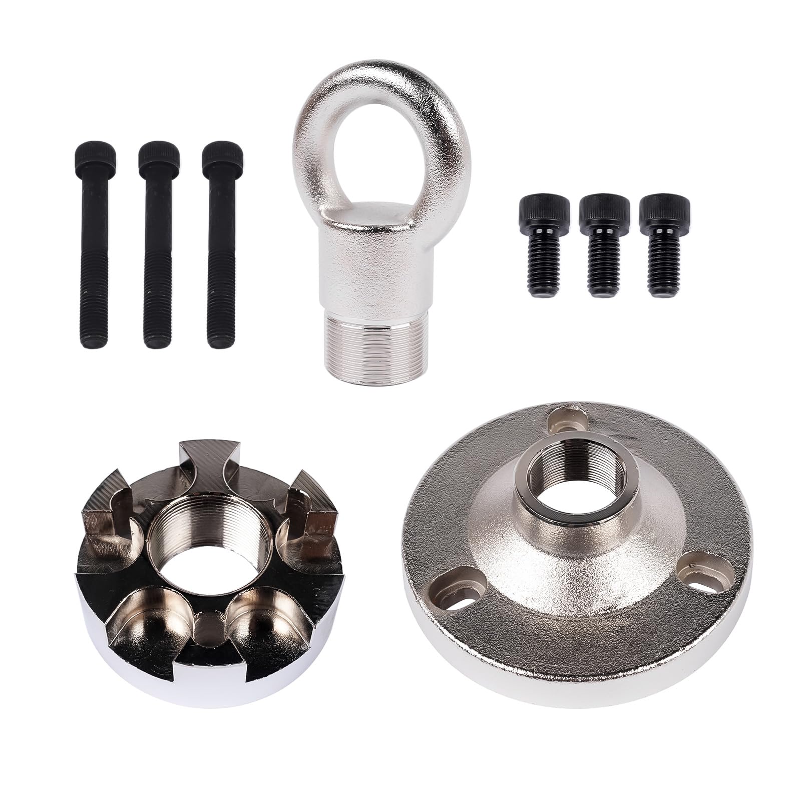 Photo 1 of GELUOXI 3Pcs Lifting Ring MT0022 Replacement for Yamaha V8 V6 Adapter MT0025 Replacement for Mercury Verado MT0024 with Bolts Outboard Lifting Eye Universal Lifting System Silver Alloy Steel 91-904551