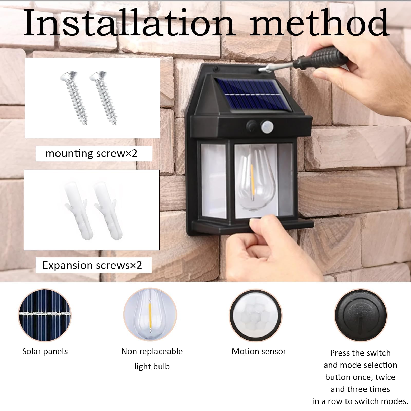 Solar Motion Sensor Wall Lights - Pack of 2 -6
