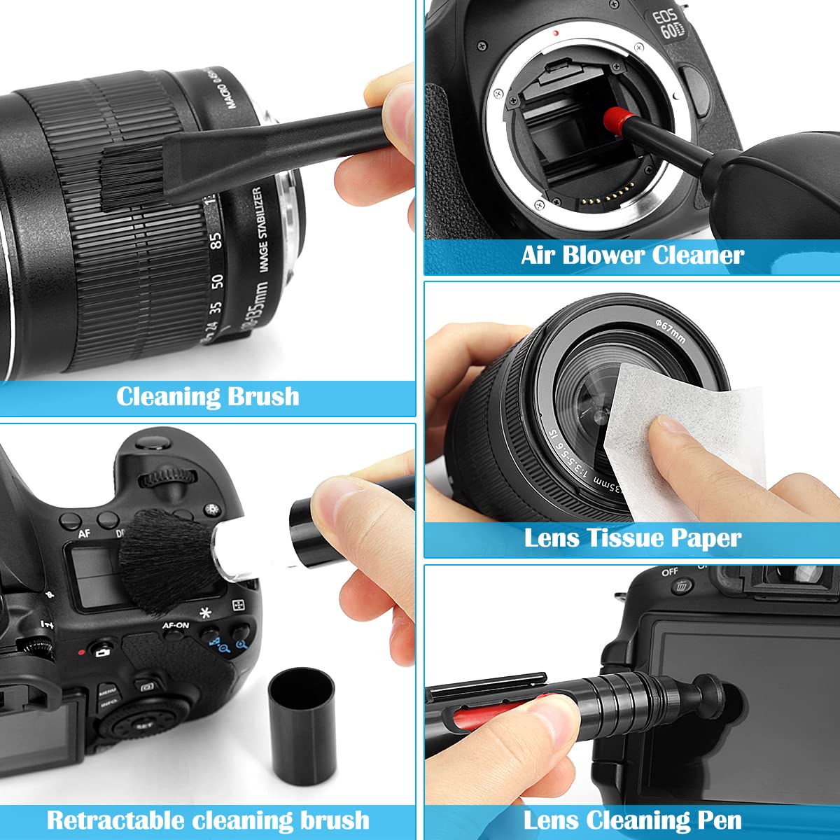ARVOK 32 Kit Pulizia Fotocamera, Kit Pulizia Lenti per per Obiettivo Fotografico Obiettivi Ottici e Fotocamere Reflex, Accessori per la Pulizia Della Fotocamera per Canon Nikon Sony Pentax