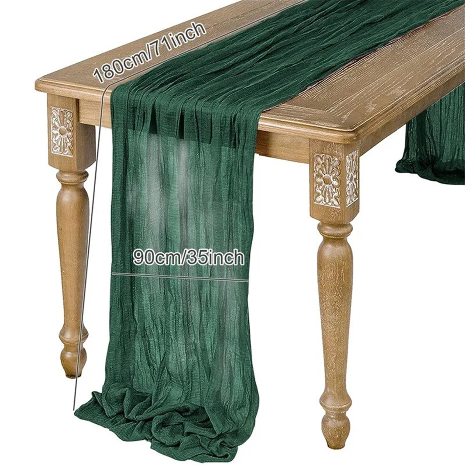 Green Gauze Table Runner Burlap Cheesecloth Setting Dining Rustic Country Wedding Birthday Decor Linens