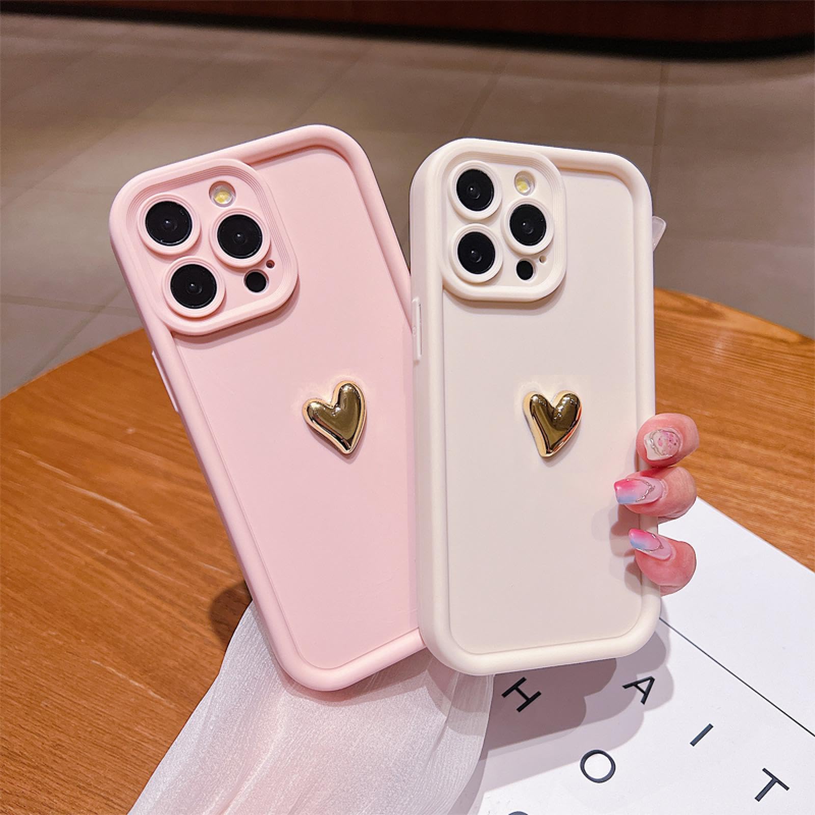 Amazon.co.jp: RNOZX iPhone 14用 ゴールドハート シリコン ソフト