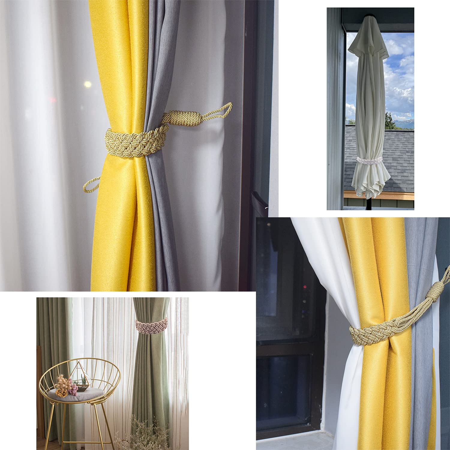 Fixations pour Rideaux, Embrasses à Rideaux Pampilles, Paquet de 2 Cordes tressées tissées la Main for Le Bureau et Maison