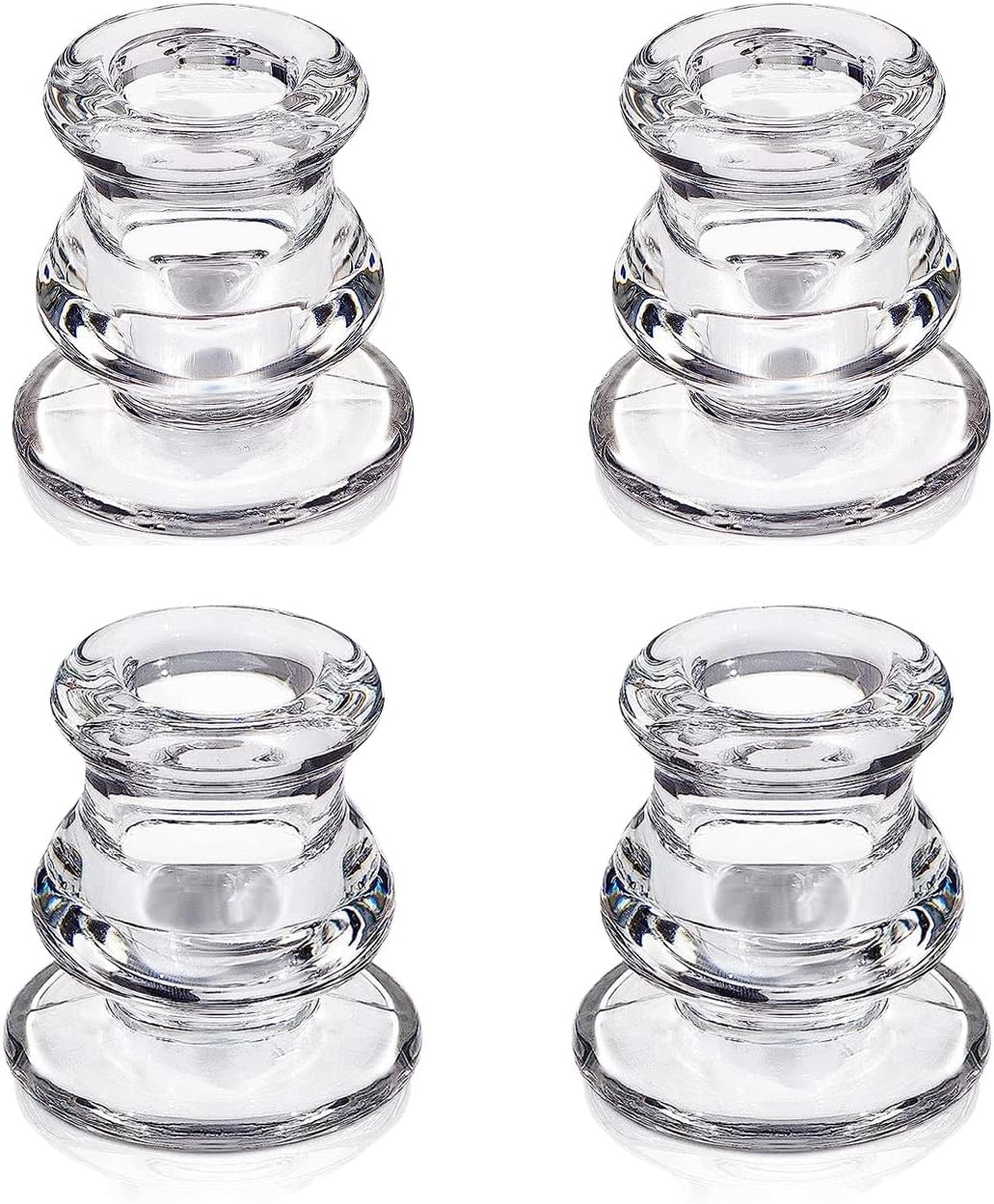 Angju Candlestick Holders Bulk - 4PCS Taper Candle Holders for Table Centerpiece - Thick Glass Candle Holders for Wedding, Party and Festival Decoration