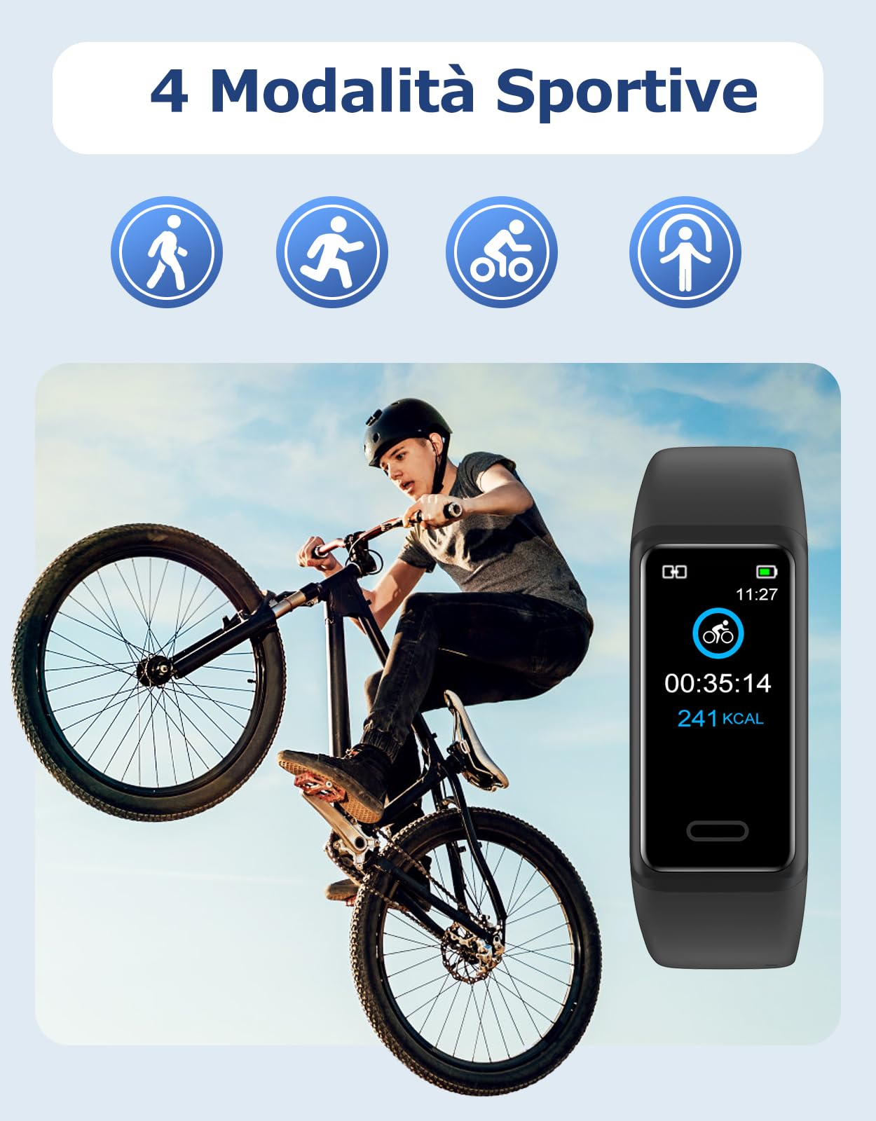 Cloudpoem Orologio Fitness Uomo Donna Bambini Contapassi da Polso Smartwatch Smartband Cardiofrequenzimetro Cronometro Conta Calorie KM Sonno Notifice Messaggi Impermeabile IP68 per Android iOS Nero