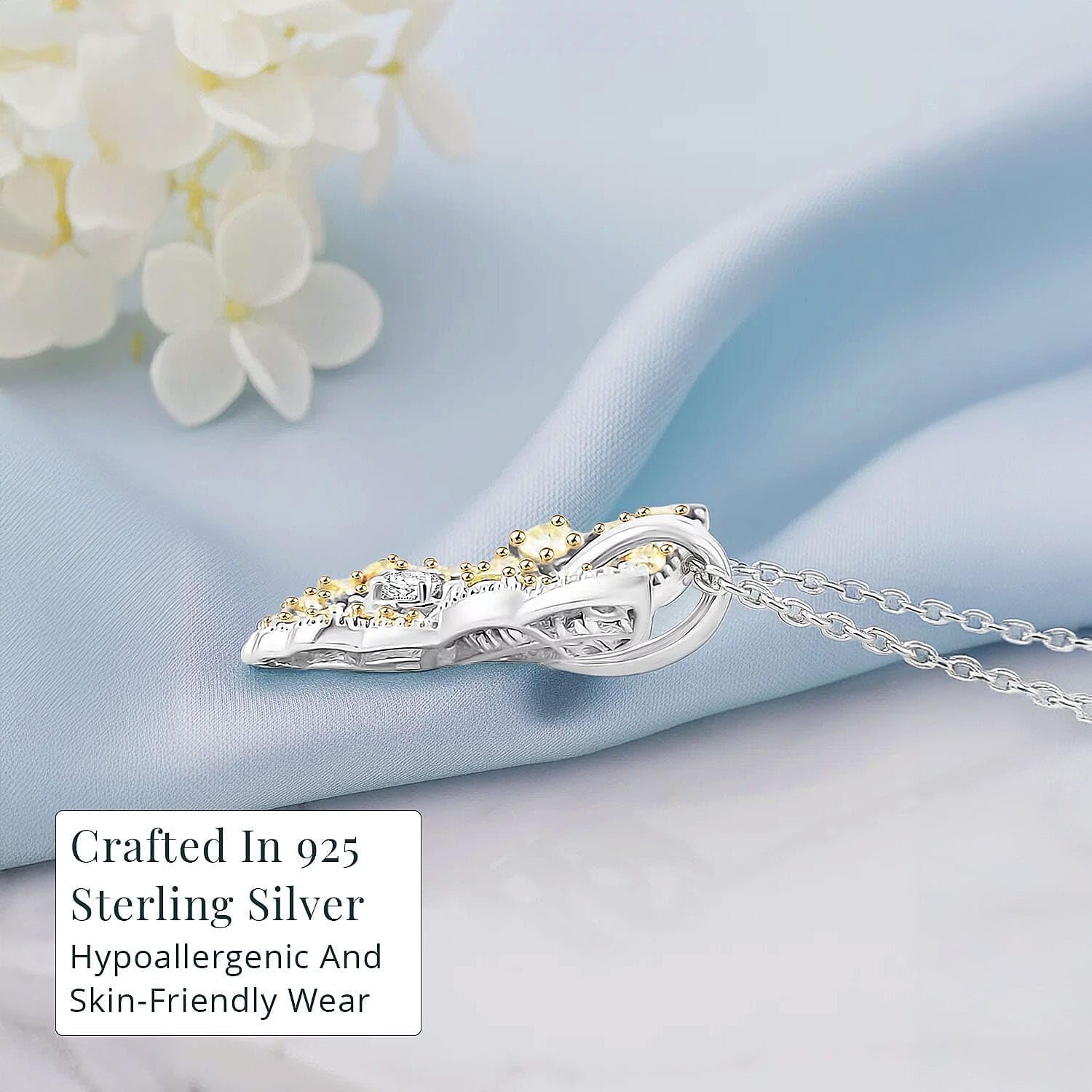 SHOP LC DELIVERING JOY Luxuriant Lab Grown Yellow Diamond IR and Lab Grown Diamond VS 0.50 ctw Butterfly Pendant Necklace in Rhodium Over Sterling Silver 20 Inches Christmas Gifts