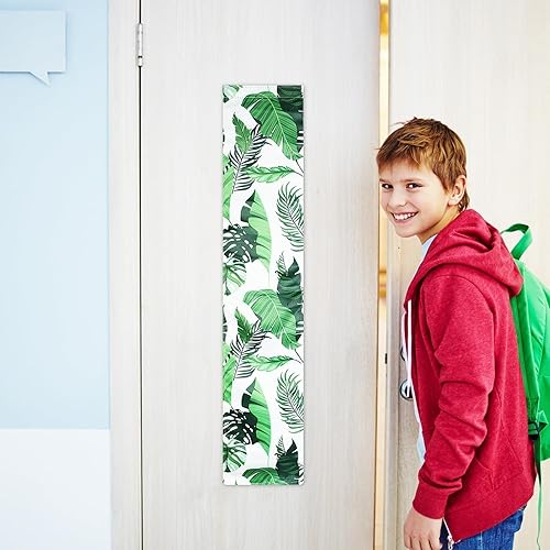 Miniatura 7 de YLOLUL 2 cortinas opacas para ventana de puerta de aula, 8 x 36 pulgadas, patrones de hojas tropicales, cortina de ventana de puerta lateral para