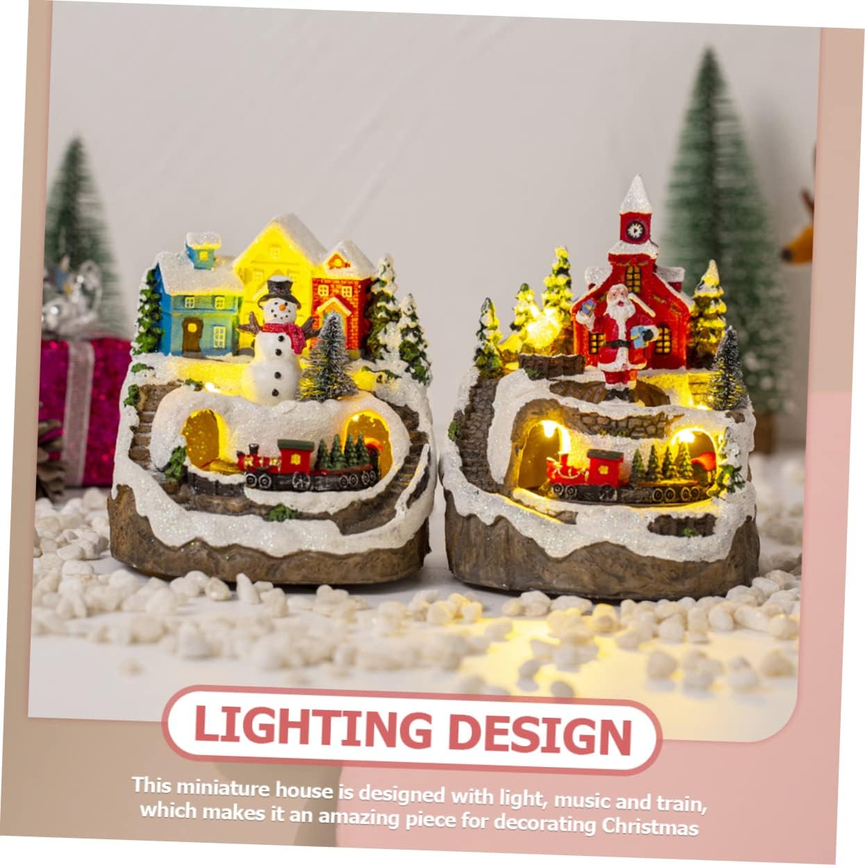 Outdoor Christmas Decorations Christmas Village House Lights Lighted Miniature House Figurine