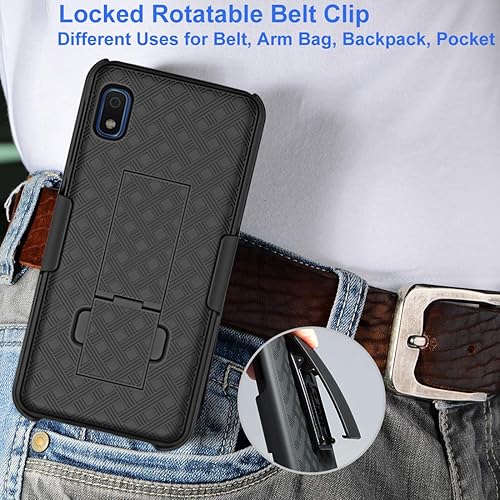 Miniatura 4 de Ailiber - Funda para Galaxy A10e con protector de pantalla de vidrio templado, resistente a prueba de golpes, clip para cinturón, soporte de