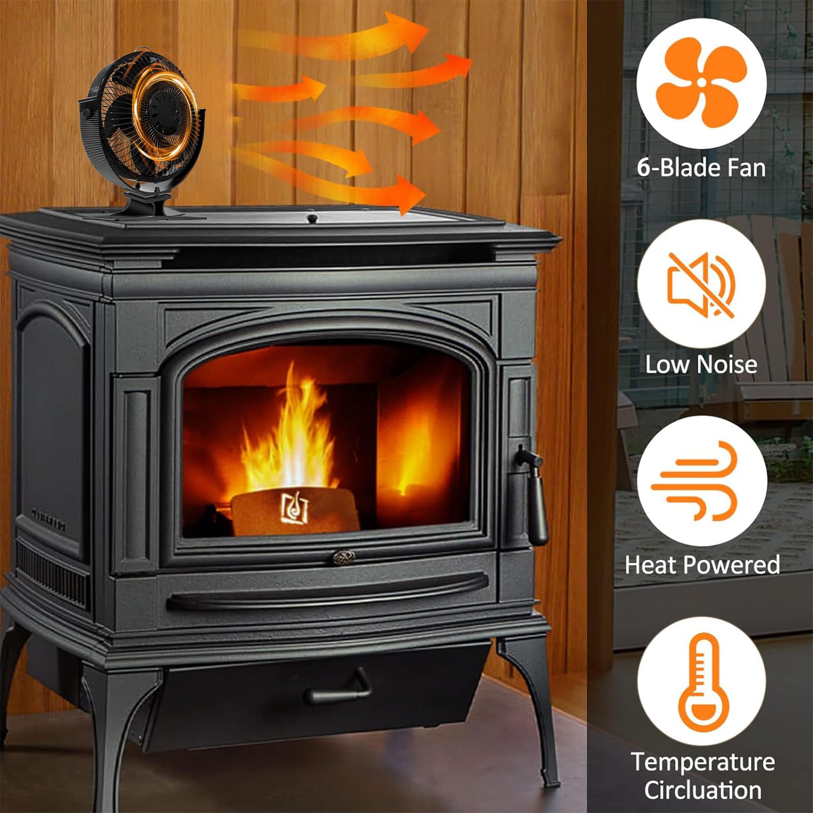 Ventilatore Termico per Stufa a Legna E Forniture Per La Casa | Ventilatore Stufa Legna Senza Elettricità, Rotazione A 360 Gradi Articoli per la Casa Efficienti e Risparmio Energetico