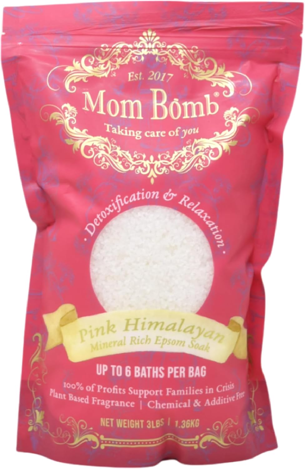 Mom Bomb Pink Himalayan Epsom Salt Bath Soak – Melon Scent – Natural Magnesium Salt with Essential Oils – Relaxing Aromatherapy for Stress Relief, Muscle & Foot Soak – Made in USA, 48 Ounce Mom Bomb Pink Himalayan Epsom Salt Bath Soak – Melon Scent – Natural Magnesium Salt with Essential Oils – Relaxing Aromatherapy for Stress Relief, Muscle & Foot Soak – Made in USA, 48 Ounce