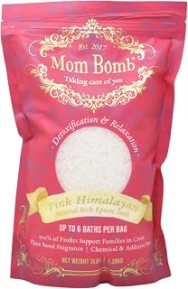 Mom Bomb Pink Himalayan Epsom Salt Bath Soak - Unscented – Natural Magnesium Salt with Essential Oils – Relaxing Aromatherapy for Stress Relief, Muscle & Foot Soak – Made in USA, 3 lbs